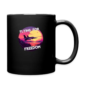 Flying for freedom - Jet with sunset - Full Colour Mug - black - Right