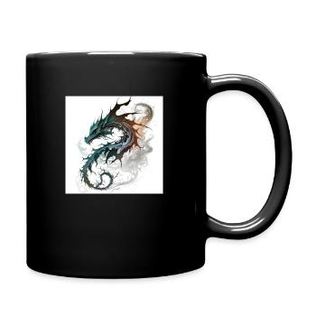 Smoky tribal dragon - Full Colour Mug - black - Right