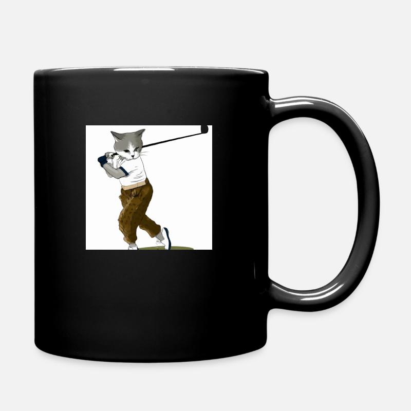 Die golfende Katze - Tasse einfarbig - Schwarz