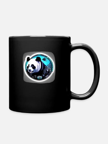 Futuristischer Space Panda - Tasse einfarbig - Schwarz