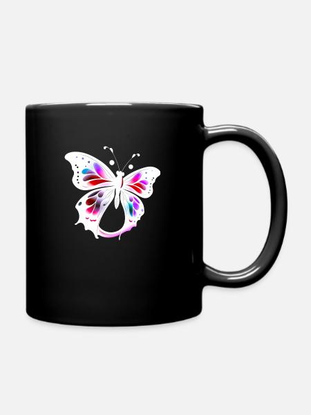 Papillon multicolore - Mug uni - noir