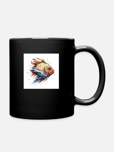 Beautiful colorful fish swimming in the sea - Full Colour Mug - black