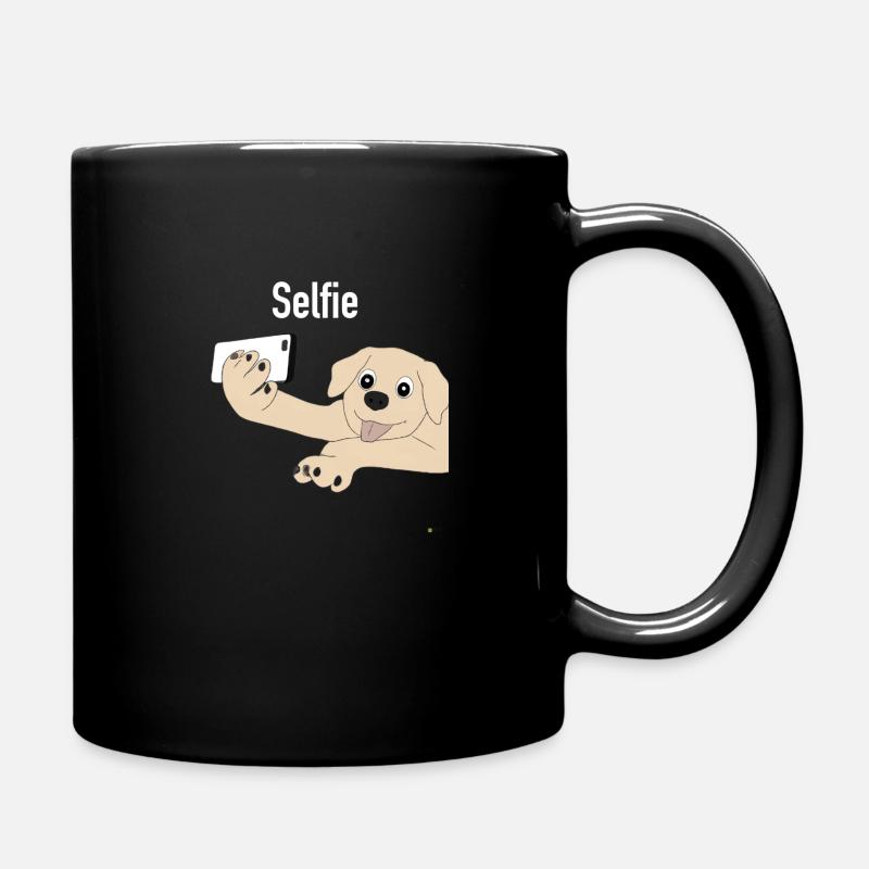 Selfie Hund - Hund mit Smartphone - Tasse einfarbig - Schwarz