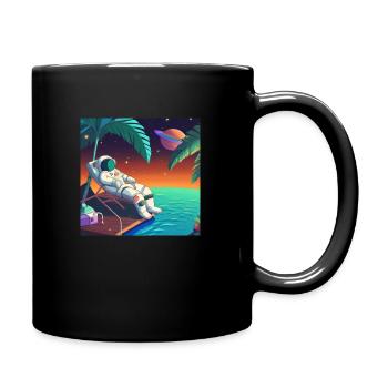Astronaut lounging in a tropical resort in space - Tasse einfarbig - Schwarz - Rechts