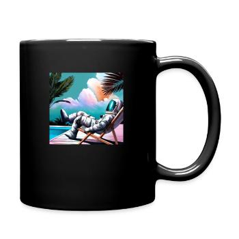 An astronaut in a tropical resort in space - Tasse einfarbig - Schwarz - Rechts