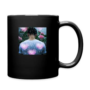 roses overgrown a human heart - Tasse einfarbig - Schwarz - Rechts