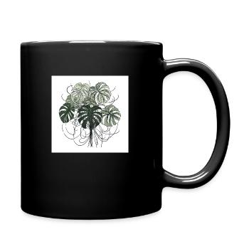 Hand-drawn Monstera plant - Full Colour Mug - black - Right