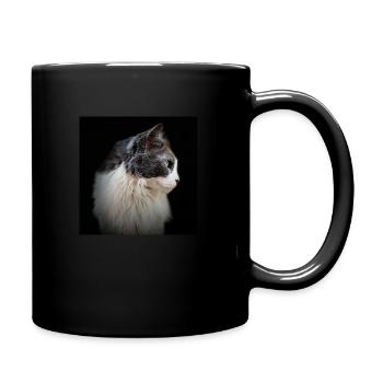 Profil einer Katze, die ins Unbekannte starrt - Tasse einfarbig - Schwarz - Rechts