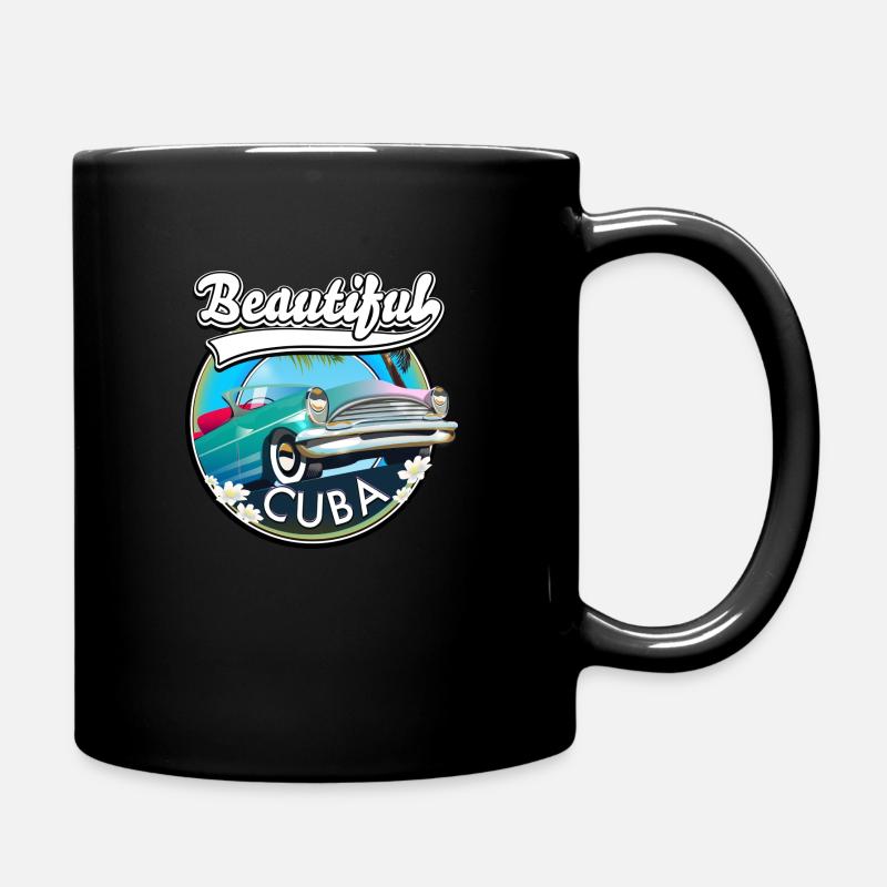 Beautiful Cuba travel logo - Full Colour Mug - black