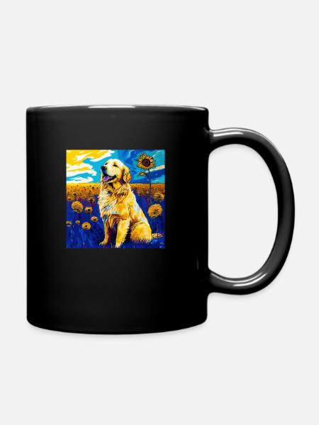Golden Retriever Vincent van Gogh - Tasse einfarbig - Schwarz