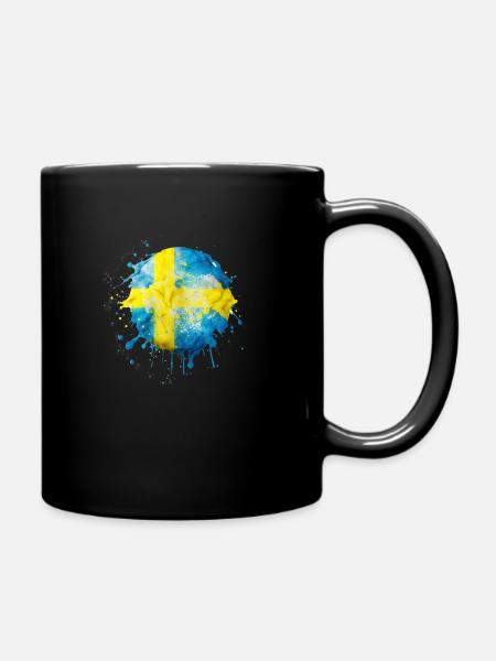 Sweden flag as a drop of color - Full Colour Mug - black