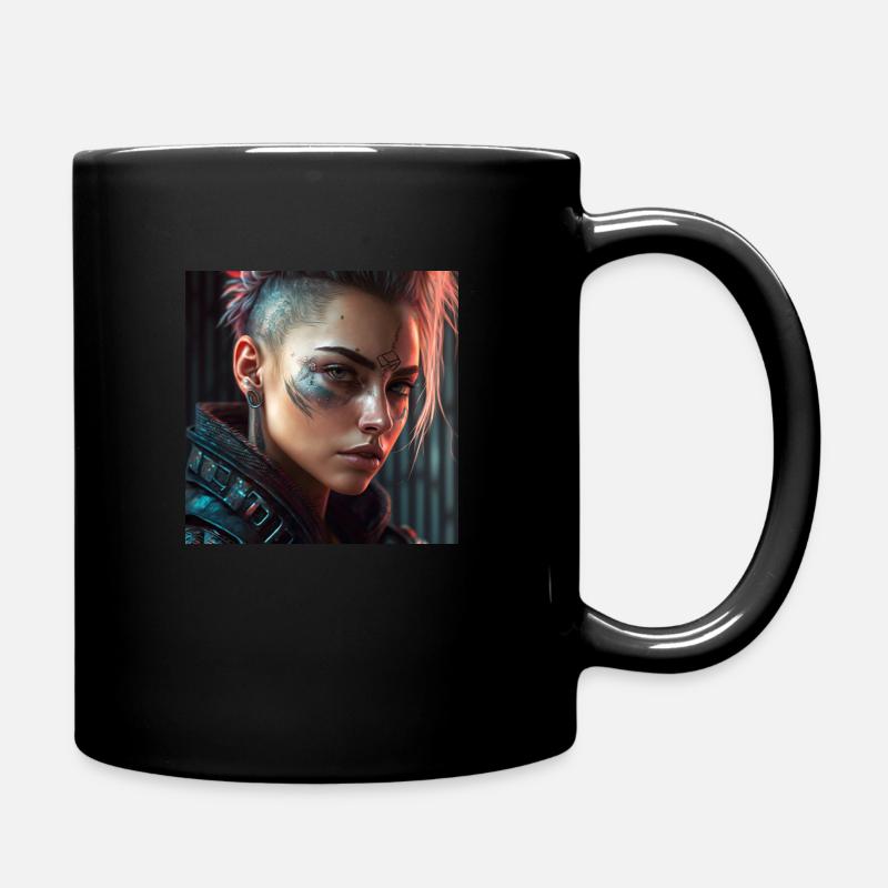 A Stunning Female Warrior in a Dystopian Future - Tasse einfarbig - Schwarz