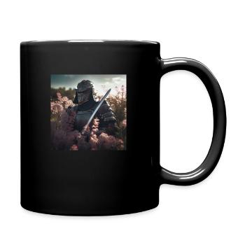 Samurai in Flower Field -Warrior in Armor - Tasse einfarbig - Schwarz - Rechts