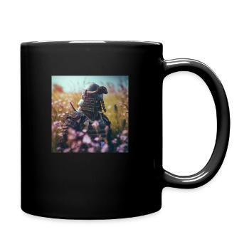 Samurai in Flower Field -Warrior in Armor - Tasse einfarbig - Schwarz - Rechts