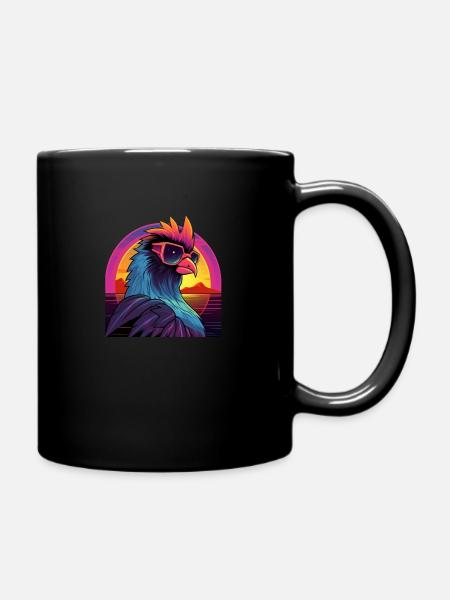 Synthwave Rooster - Mug uni - noir