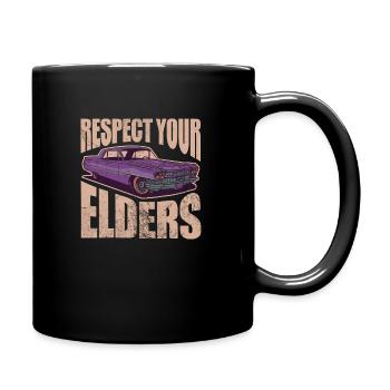 Respect your elders | classic vintage cars - Tasse einfarbig - Schwarz - Rechts