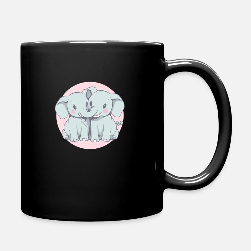 Liebende Elefanten - Eine romantische Illustration - Tasse einfarbig - Schwarz