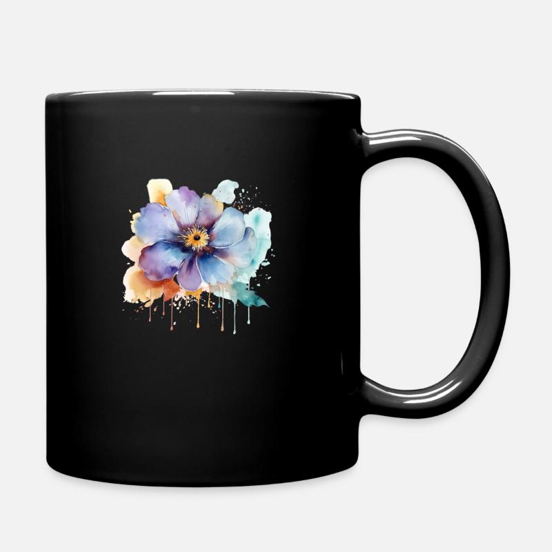 Watercolor Boho Blossom - Tasse einfarbig - Schwarz