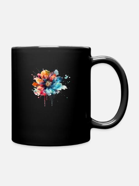 Aquarelle Boho Blossom - Mug uni - noir