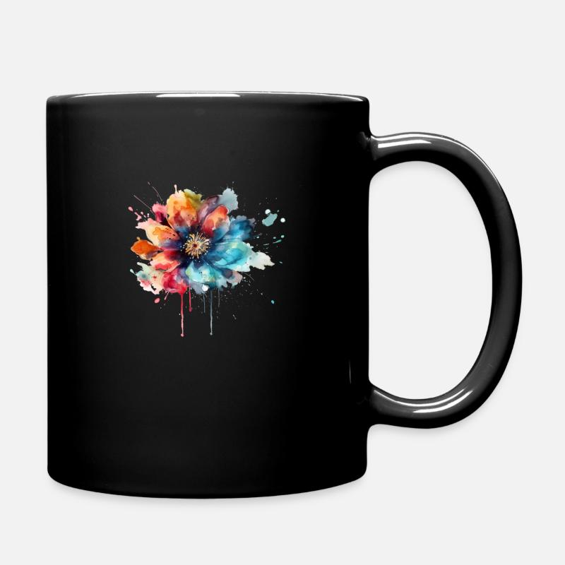 Watercolor Boho Blossom - Tasse einfarbig - Schwarz