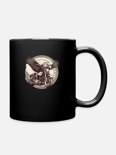 Der Biker-Adler - Tasse einfarbig - Schwarz
