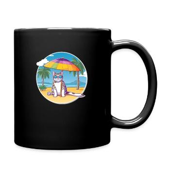Chat de plage - Mug uni - noir - Droite