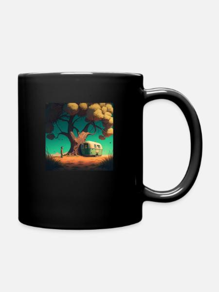 Campinglife unterm Baum - Tasse einfarbig - Schwarz