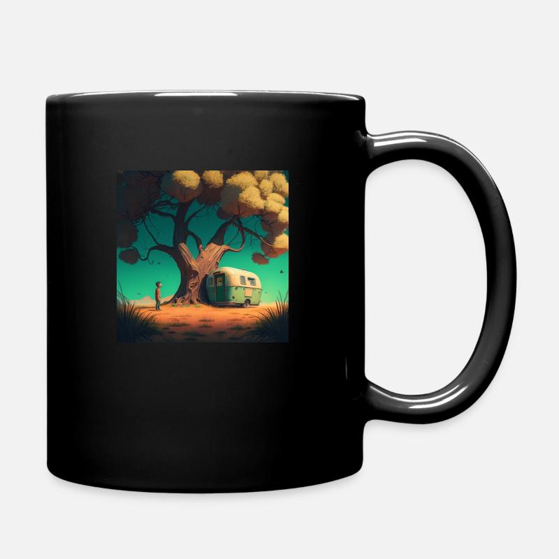 Campinglife unterm Baum - Tasse einfarbig - Schwarz
