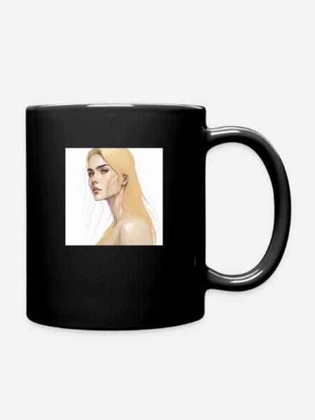 Beautiful Manga GirlBlonde - Full Colour Mug - black