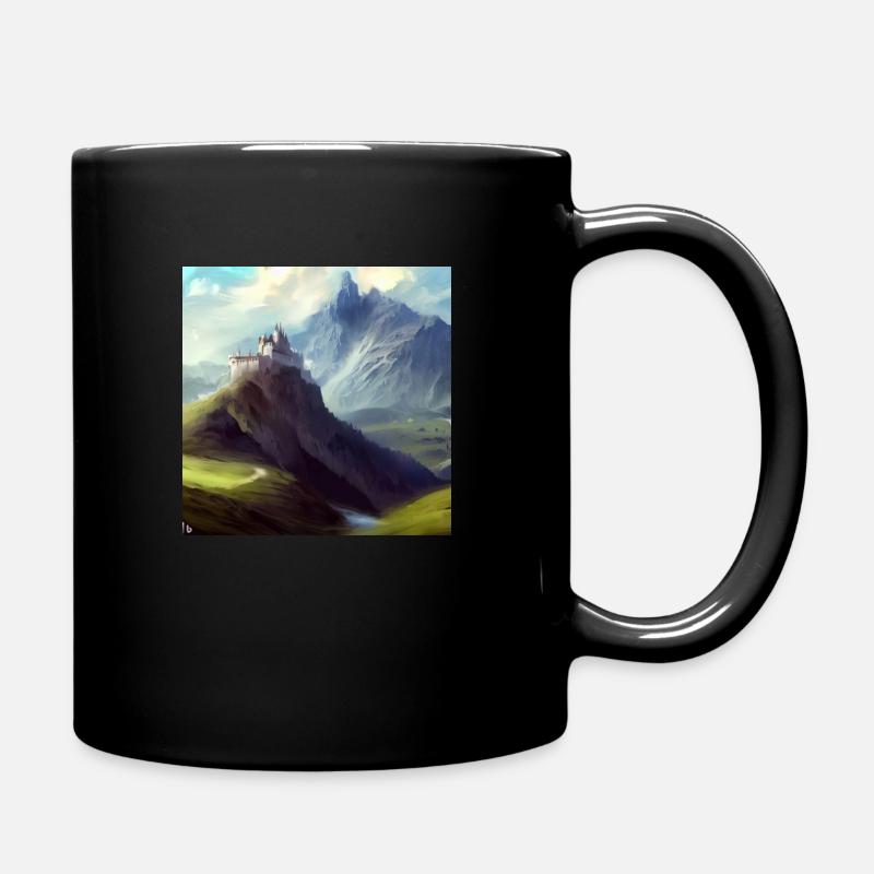 Mountain with Castle - Tasse einfarbig - Schwarz