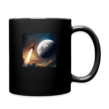 Moon with rocket 2 - Tasse einfarbig - Schwarz - Rechts