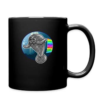 Manati Seekuh Regenbogen Schriftzug - Tasse einfarbig - Schwarz - Rechts
