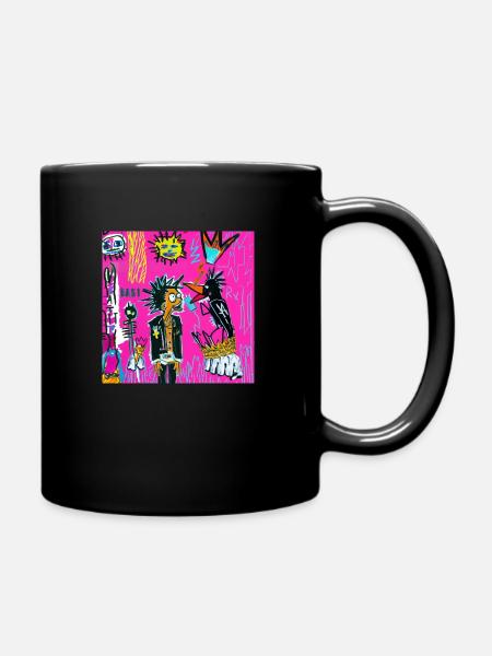 punk with crow - Full Colour Mug - black