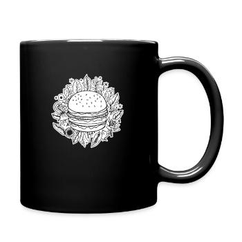 Hamburger Burger Fastfood Grillen Cheeseburger - Tasse einfarbig - Schwarz - Rechts