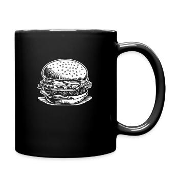 Hamburger Burger Fastfood Grillen Cheeseburger - Tasse einfarbig - Schwarz - Rechts
