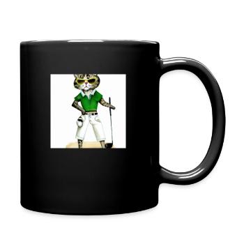Das golfende Katzenmodel - Tasse einfarbig - Schwarz - Rechts