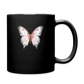 Exotic pink gray butterfly - Full Colour Mug - black - Right