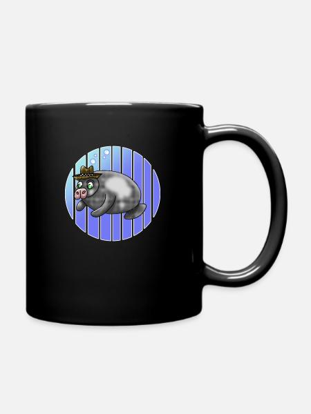 Manatee Ska Hat Funny Animals - Full Colour Mug - black