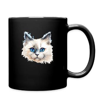 Heilige Birma Wasserfarben Zeichnung - Tasse einfarbig - Schwarz - Rechts