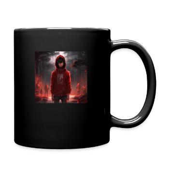 Boy in burning forest - Full Colour Mug - black - Right