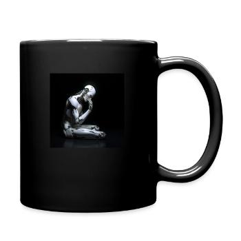 Nachdenklicher sympathischer Roboter - Tasse einfarbig - Schwarz - Rechts