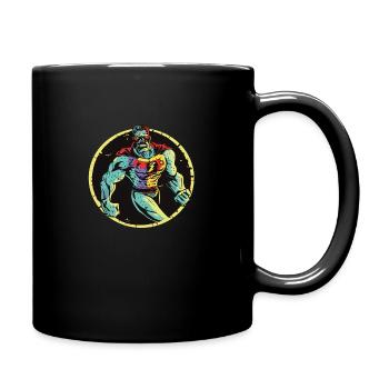 Retro Style 90s Cartoon Comic Super Hero - Full Colour Mug - black - Right