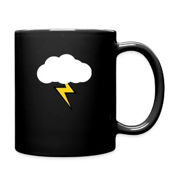 Wolke mit gelben Blitz/ Blitz Design - Tasse einfarbig - Schwarz - Rechts