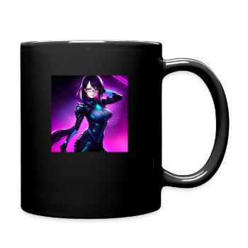 Cyberpunk Girl Sticker 7 - Tasse einfarbig - Schwarz - Rechts