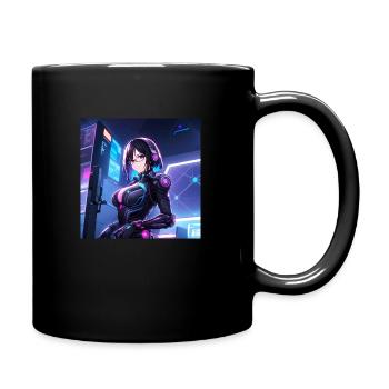 Cyberpunk Girl Sticker 6 - Tasse einfarbig - Schwarz - Rechts