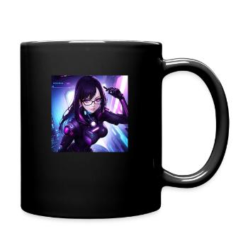 Cyberpunk Girl Sticker 5 - Tasse einfarbig - Schwarz - Rechts
