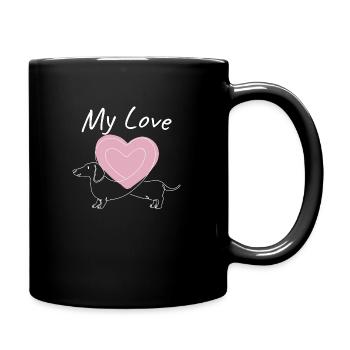 Dachshund Love - Tasse einfarbig - Schwarz - Rechts