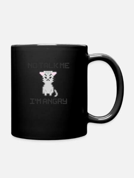 Chat en colère Pixel Art - Mug uni - noir