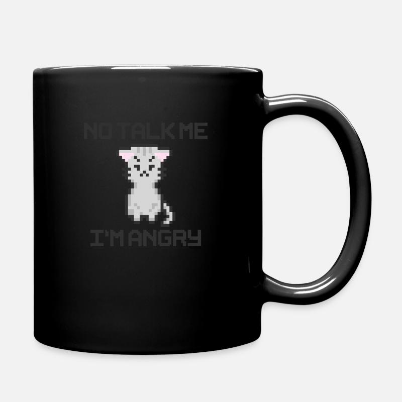Angry Cat Pixel Art - Tasse einfarbig - Schwarz