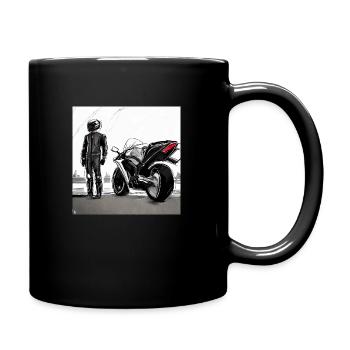 Motorcycle Pencil Drawing - Full Colour Mug - black - Right